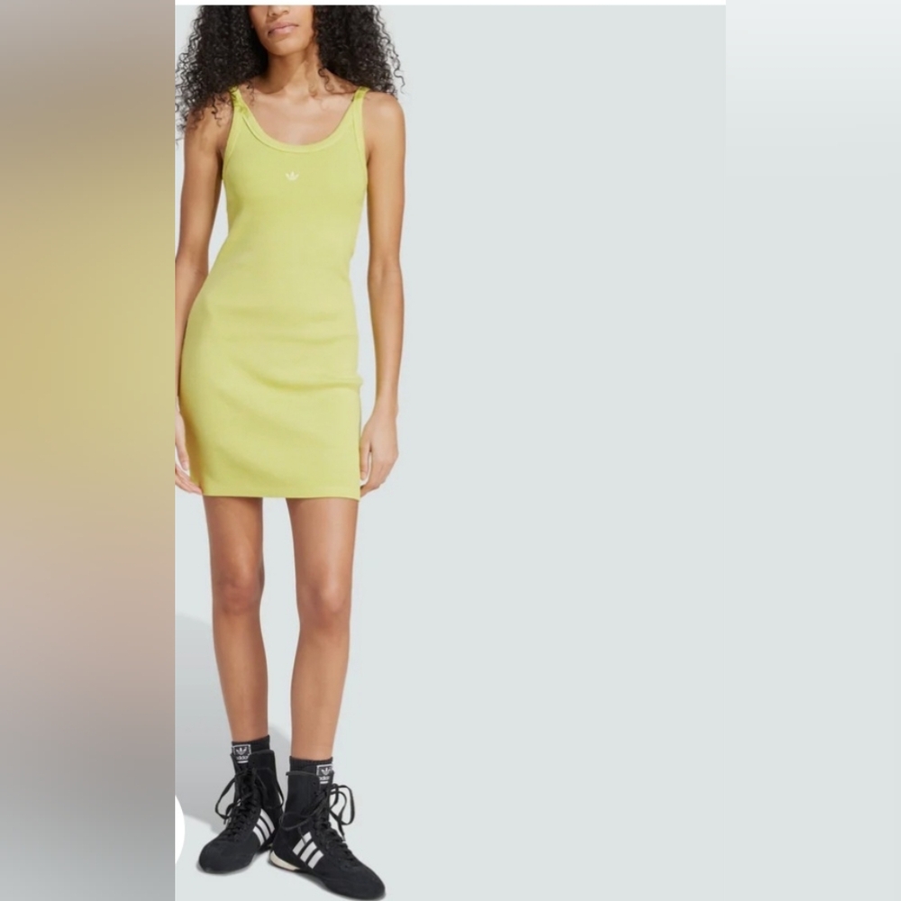 Adidas Women's Ribbd Mini Dress Bahia Glow